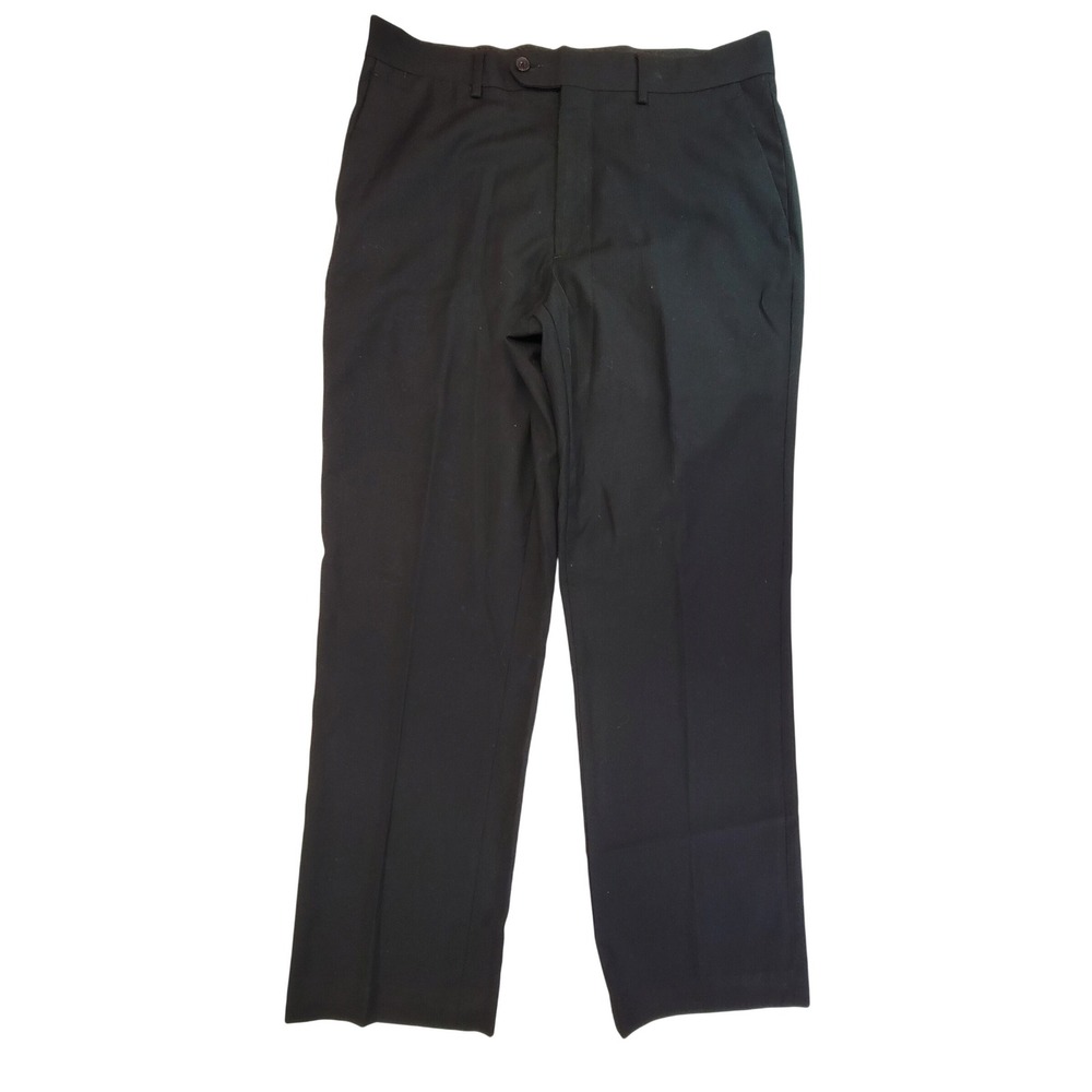 Perry Ellis Portfolio Mens Black Dress Pants Size‎ 34x32 Flat Front Straight Fit